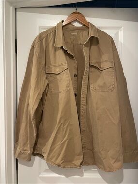 CONNOR men Tan Button-Front Utility Shirt Jacket 100% cotton size 3xl
